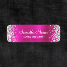 Silver Glitter Hot Pink Folie Namntitel
