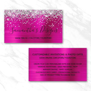 Silver Glitter Hot Pink Folie Webbutik Visitkort