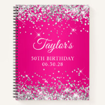 Silver Glitter Hot Pink Ombre 50-årsfirande Gästbo