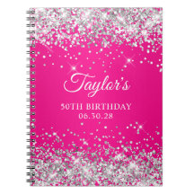 Silver Glitter Hot Pink Ombre 50-årsfirande Gästbo