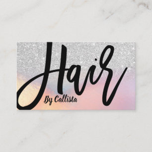 Silver Glitter Iridescent Holography Hair Stylist Visitkort