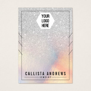 Silver Glitter Iridescent Necklaces Visning Visitkort