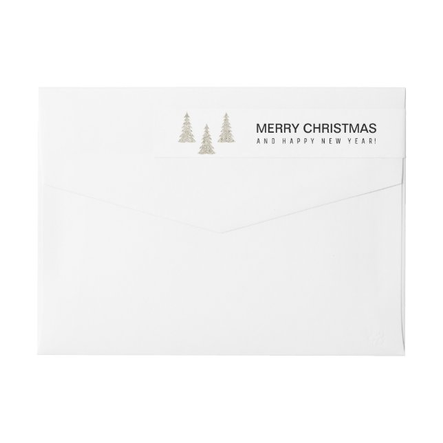 Silver Glitter jul Etikettband (Baksidan)