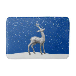 Silver Glitter julrenar i Snö Badrumsmatta