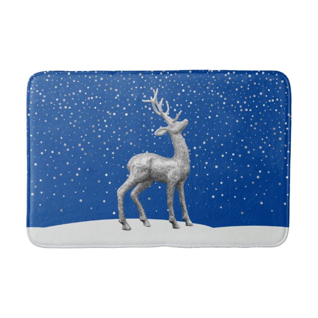 Silver Glitter julrenar i Snö Badrumsmatta (Framsidan)