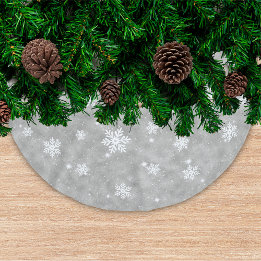 Silver Glitter julstjärnor Snöflingor Mönster Julgransmatta Borstad Polyester