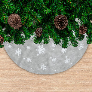 Silver Glitter julstjärnor Snöflingor Mönster Julgransmatta Borstad Polyester