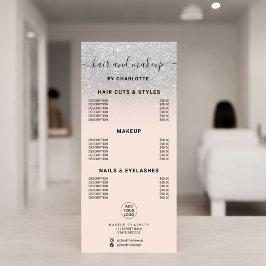 Silver glitter kalligrafi av hårsmink pris reklamkort