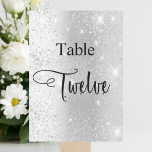 Silver glitter kalligrafi bord tolv 12 kort