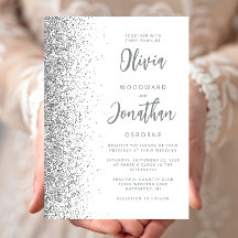Silver Glitter Kalligrafi Vit Bröllop