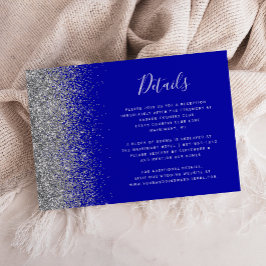 Silver Glitter Kant Royal Blå Bröllopsdetaljer Tilläggskort