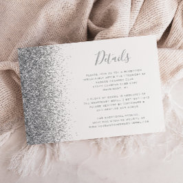 Silver Glitter Kant Vita Bröllopsdetaljer Tilläggskort