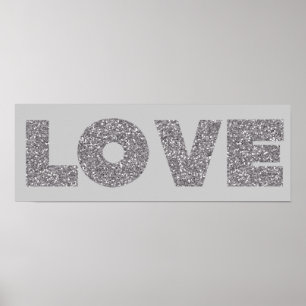 Silver Glitter Kärlek Poster
