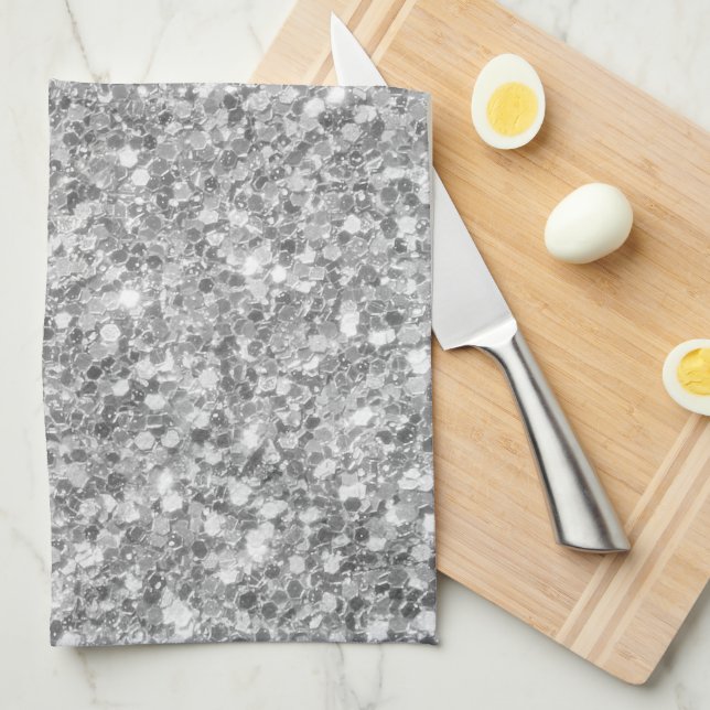 Silver Glitter Kökshandduk (Vikt i Fjärdedel)