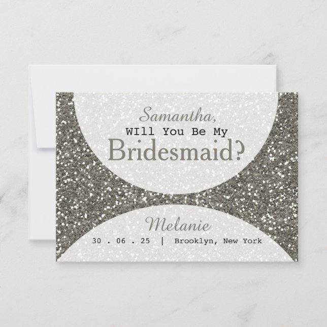 Silver Glitter kommer att bli min bridesmaid Inbjudningar (Framsida)