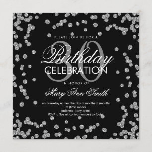 Silver Glitter Konfetti 30års födelsedag Black Inbjudningar