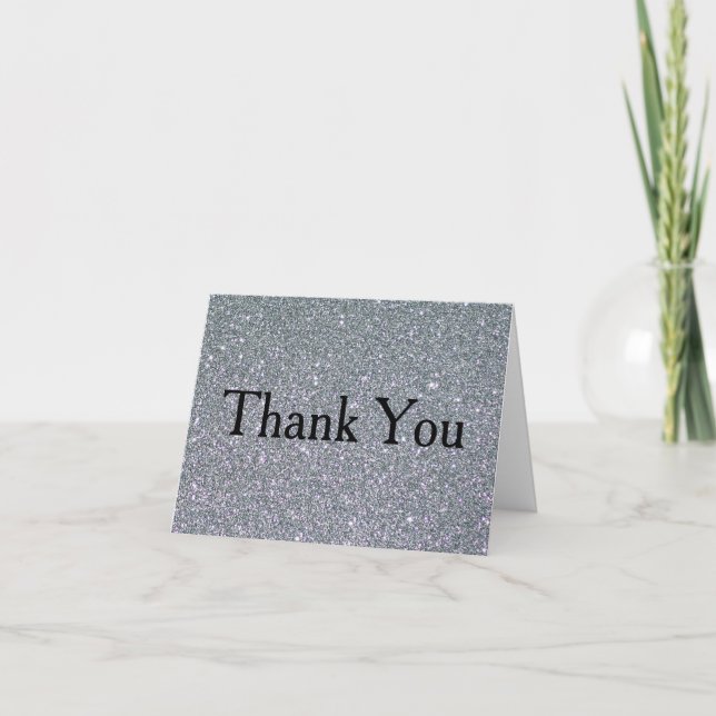 Silver Glitter Konfetti Falsk Folie Tack Kort (Framsida)