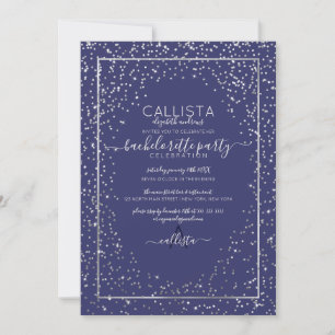 Silver Glitter Konfetti Gräns Bachelorette Inbjudningar