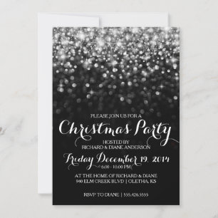 Silver Glitter Konfetti Julfest Inbjudan