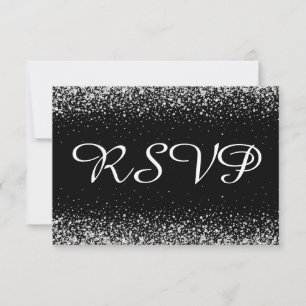Silver Glitter-konfetti på rent svart OSA Kort