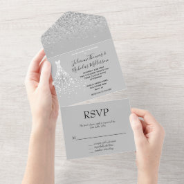 Silver Glitter Konfetti vit romb