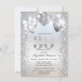 Silver Glitter Konfettiballonger 30-års Födelsedag Inbjudningar
