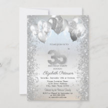 Silver Glitter Konfettiballonger 35-årsdag