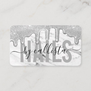 Silver Glitter kör Marble Nail Artist Visitkort