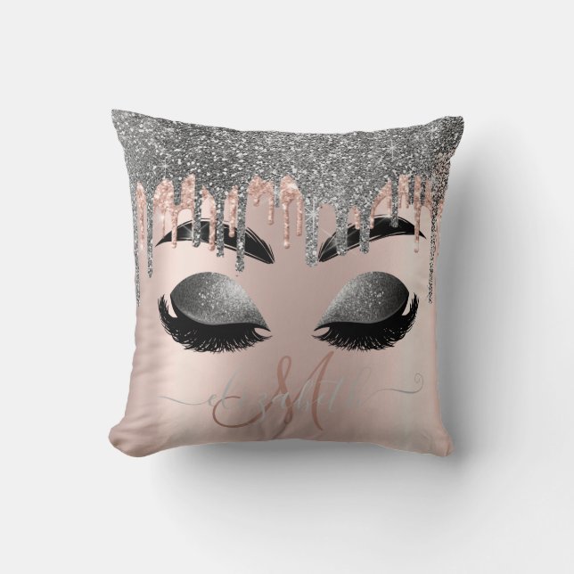 Silver Glitter kör monogram Faux-streck Kudde (Framsida)