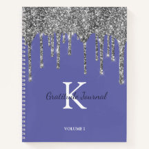 Silver Glitter kör Periwinkle Gratitude Journal