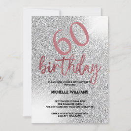 Silver Glitter korallkalligrafi Inbjudningar