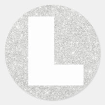 Silver Glitter L Initial