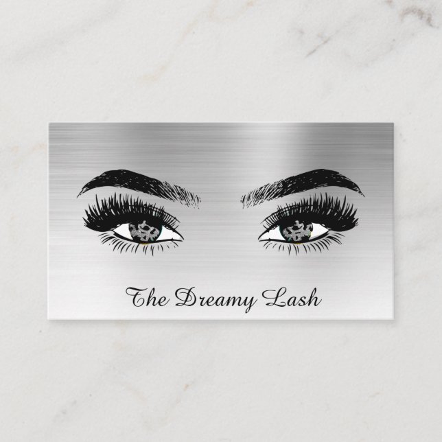 *~* SILVER Glitter Lash QR Brows Extensions Visitkort (Framsida)