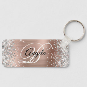 Silver Glitter Light Lila Foil Finare Monogram Nyckelring