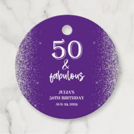 Silver Glitter Lila 50:e Födelsedagsfesten Gåvor Etiketter