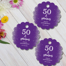 Silver Glitter Lila 50:e Födelsedagsfesten Gåvor Etiketter