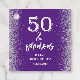 Silver Glitter Lila 50:e Födelsedagsfesten Gåvor Etiketter