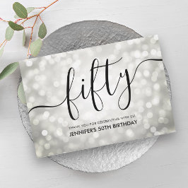 Silver Glitter Ljus 50:e födelsedagen Tack Kort