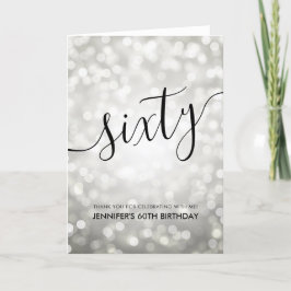 Silver Glitter Ljus 60:e födelsedagen Tack Kort