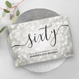 Silver Glitter Ljus 60:e födelsedagen Tack Kort