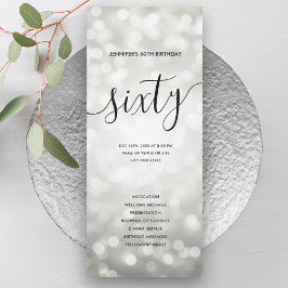 Silver Glitter Ljus 60:e födelsedagsprogrammen Inbjudningar