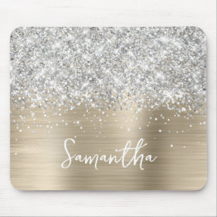 Silver Glitter Ljus Guld Glam Namn Musmatta