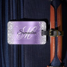 Silver Glitter Ljus Lila Folie Bagagebricka
