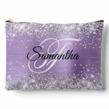 Silver Glitter Ljus Lila Folie Snygg Monogram