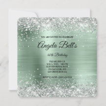 Silver Glitter Ljus Mint Folie Snygg Monogram