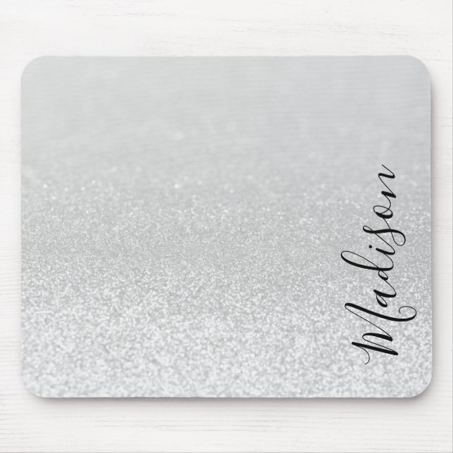 Silver Glitter Ljus Personlig Muschad för  Musmatta (Framsidan)