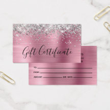 Silver Glitter Ljus Rosa Folie Presentkort