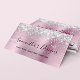 Silver Glitter Ljus Rosa Folie Webbutik Visitkort