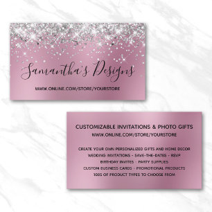 Silver Glitter Ljus Rosa Oskärpa Webbutik Visitkort