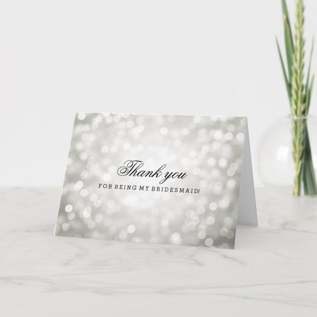 Silver Glitter Ljus Tack Bridesmaid (Framsida)